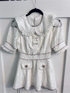 Liz Lisa White Lace Peter Pan Collar Mini Dress Himekaji Kawaii